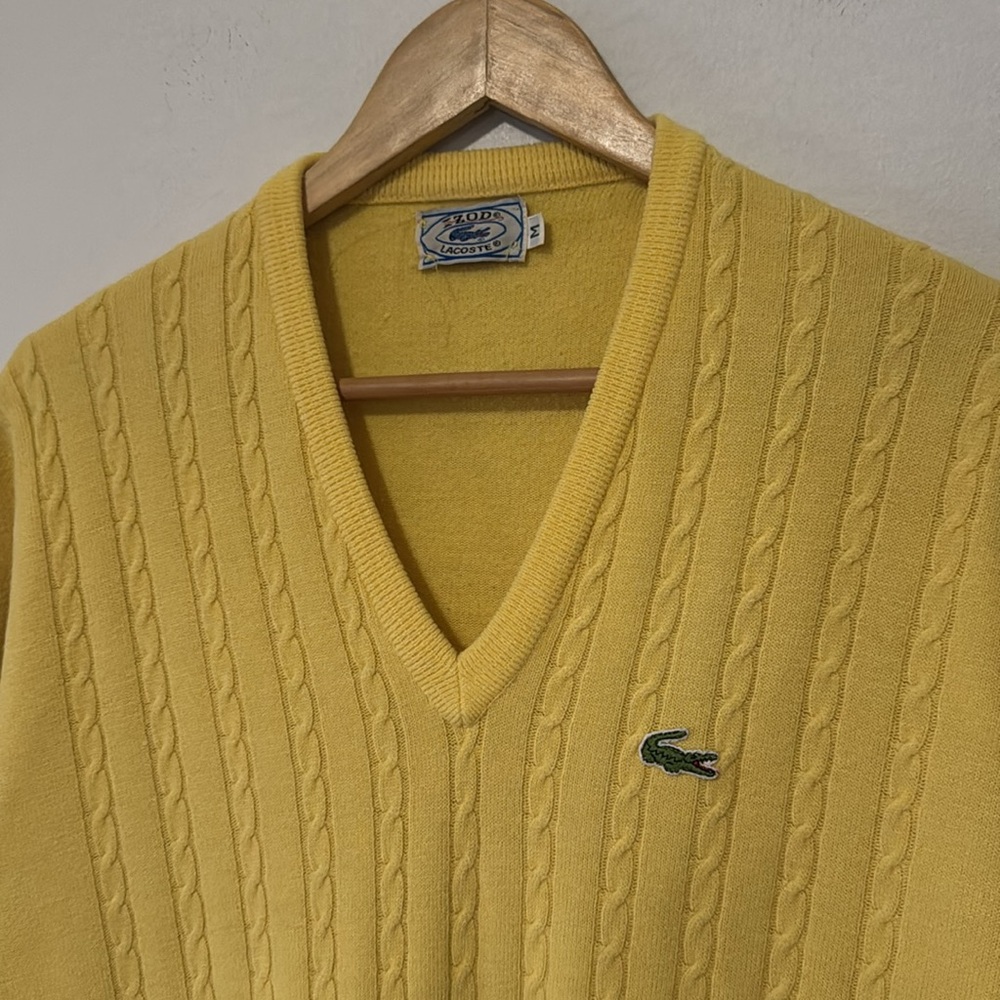 Vintage Izod Lacoste Sweater / Medium / 1970s / Yellow - Picture 4 of 9